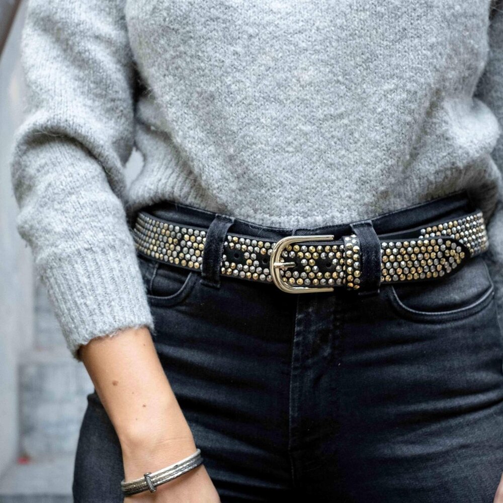 Amsterdam Heritage NWT - Studded Zina Leather Belt - Black - Picture 3 of 5